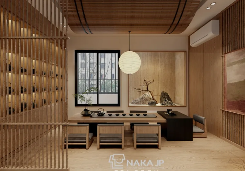 Phối cảnh Japanese Modern Luxury với gỗ trầm và tỷ lệ nội thất chỉn chu